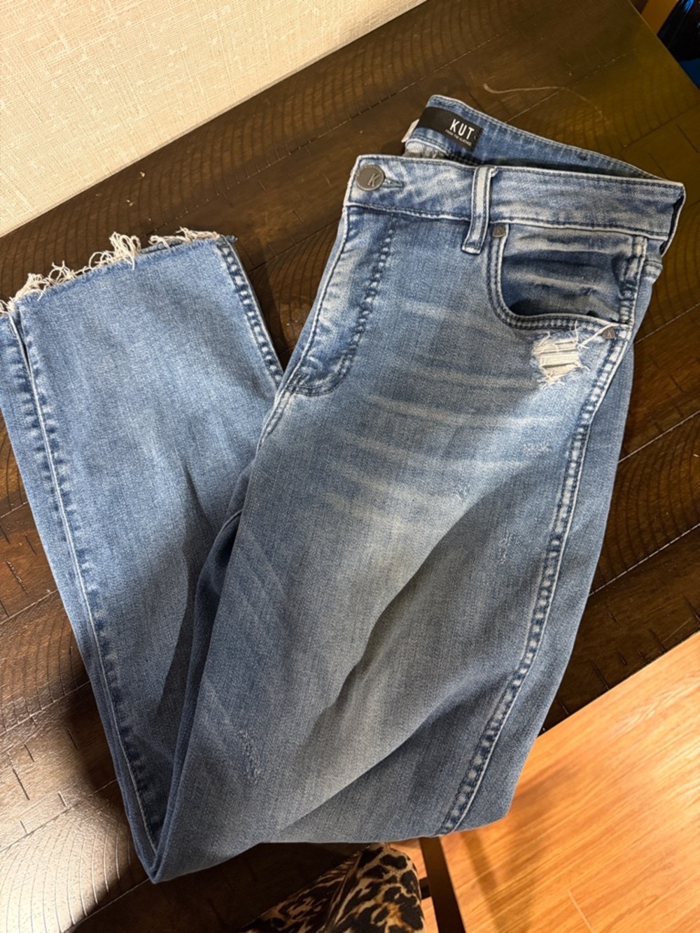 Kut from the Kloth Light Blue Distressed Ankle Jeans - Picture 6 of 6